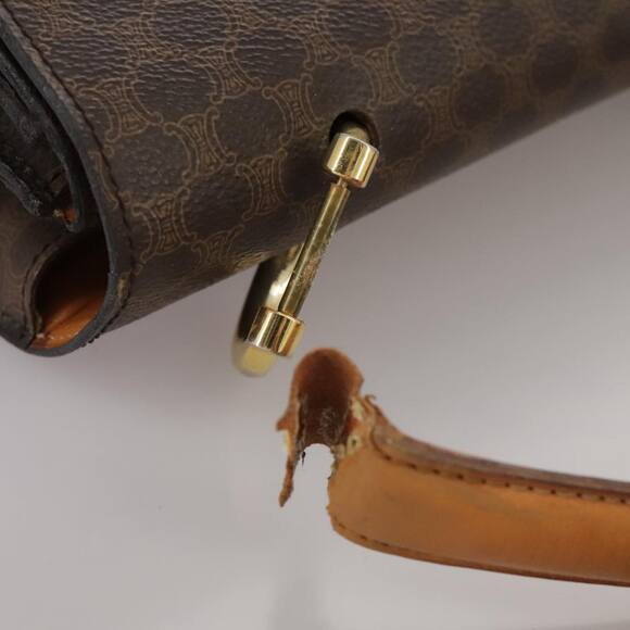 CELINE Macadam Canvas Hand Bag Pvc Leather Brown - Picture 7 of 12